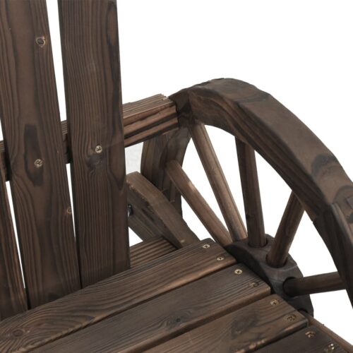 2-Seater Wagon Wheel Garden Chair Wood Outdoor Patio Lounge Park Bench Loveseat - Image 7