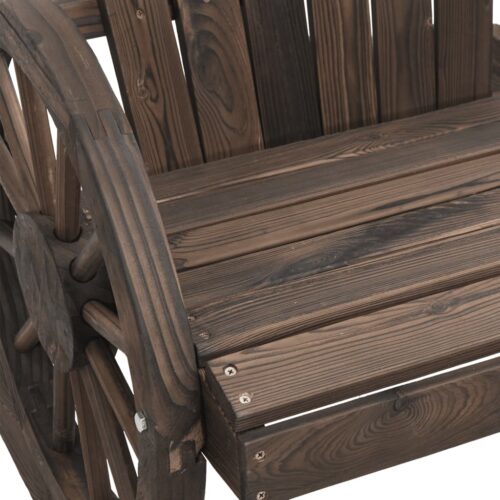 2-Seater Wagon Wheel Garden Chair Wood Outdoor Patio Lounge Park Bench Loveseat - Image 8