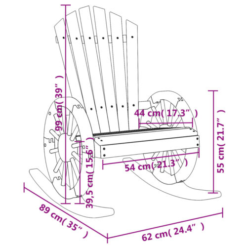 Rocking Adirondack Chair Solid Wood Fir - Image 9