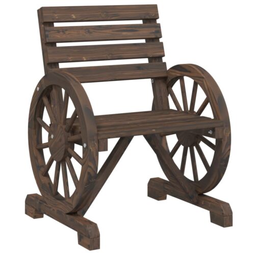 2x Wagon Wheels Chairs Outdoor Garden Patio Wood Timber Lounge Park Bench Seats - Image 4