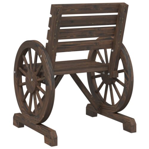 2x Wagon Wheels Chairs Outdoor Garden Patio Wood Timber Lounge Park Bench Seats - Image 7