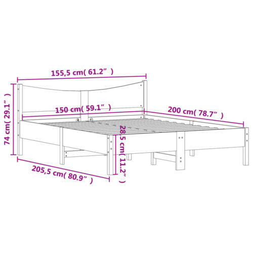 Bed Frame 150x200cm Solid Wood Pine - Image 9