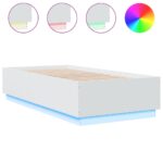 Bed Frame with LED White 90x190cm
