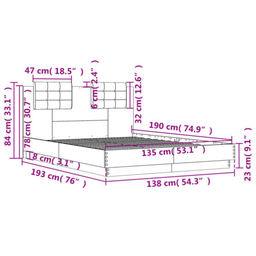 Bed Frame Sonoma Oak 135x190cm - Image 9