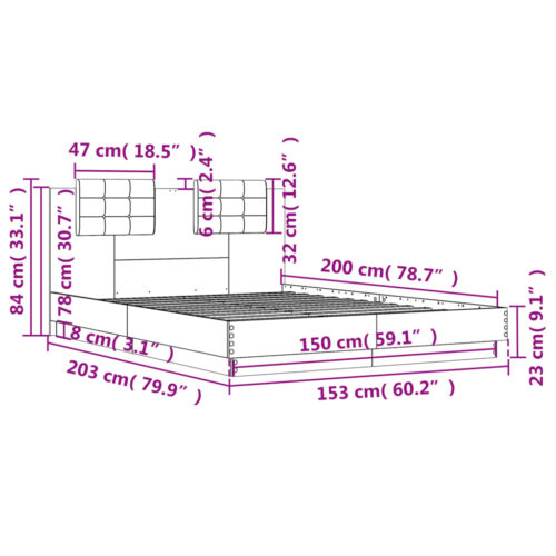 Bed Frame Black 150x200cm - Image 9