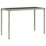 Garden Table with Glass Top Grey 115x54x74cm Poly Rattan