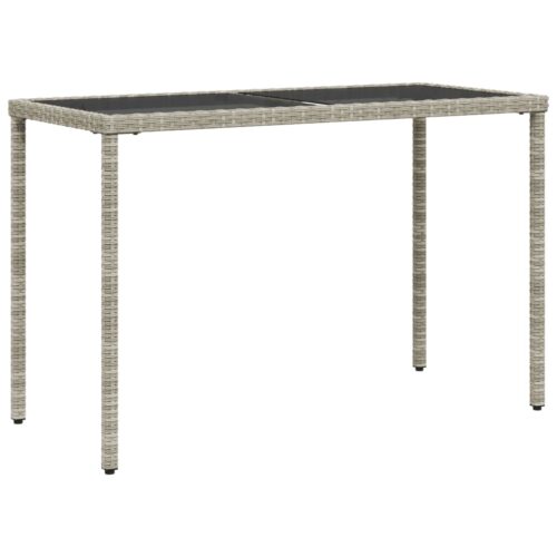 Garden Table with Glass Top Grey 115x54x74cm Poly Rattan