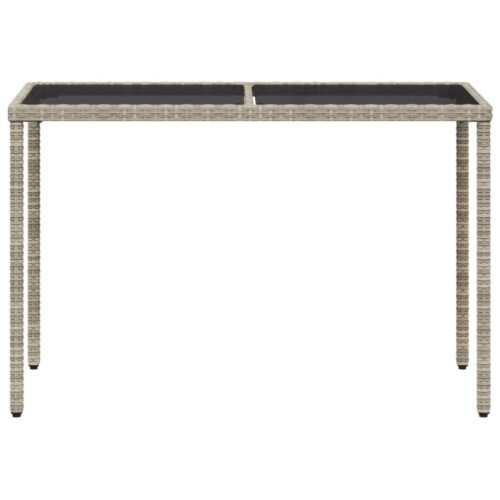 Garden Table with Glass Top Grey 115x54x74cm Poly Rattan - Image 4