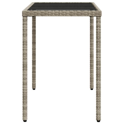 Garden Table with Glass Top Grey 115x54x74cm Poly Rattan - Image 5