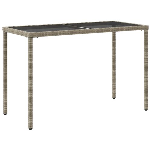 Garden Table with Glass Top Grey 115x54x74cm Poly Rattan - Image 6