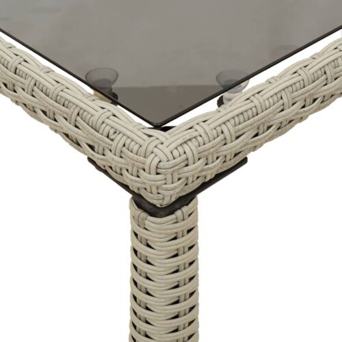 Garden Table with Glass Top Grey 115x54x74cm Poly Rattan - Image 8