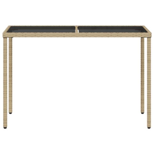 Garden Table with Glass Top Beige 115x54x74cm Poly Rattan - Image 4