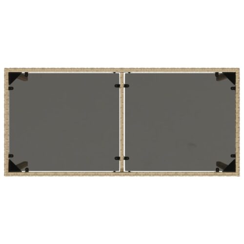 Garden Table with Glass Top Beige 115x54x74cm Poly Rattan - Image 7