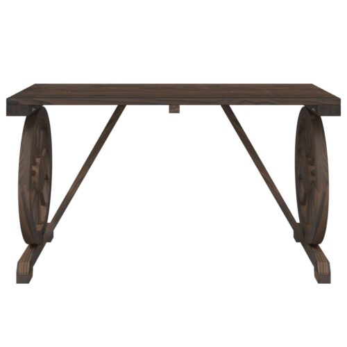 Wagon Wheels Garden Table Outdoor Patio Wood Timber Lounge Dining BBQ Stand - Image 4
