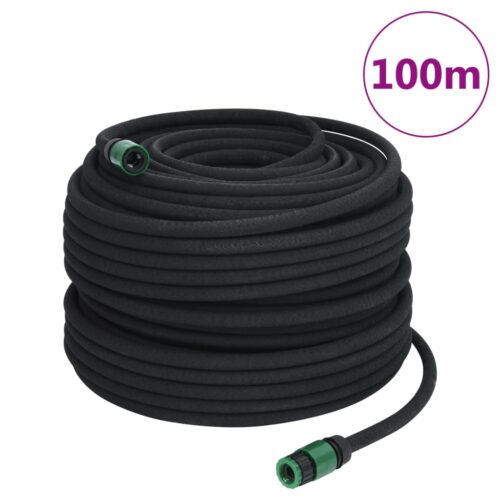 Garden Soaker Hose Black 0.6" 100m Rubber