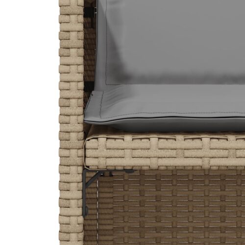 3-Piece Bistro Set with Cushions Mix Beige Poly Rattan Wicker Outdoor Patio Furniture - Image 6