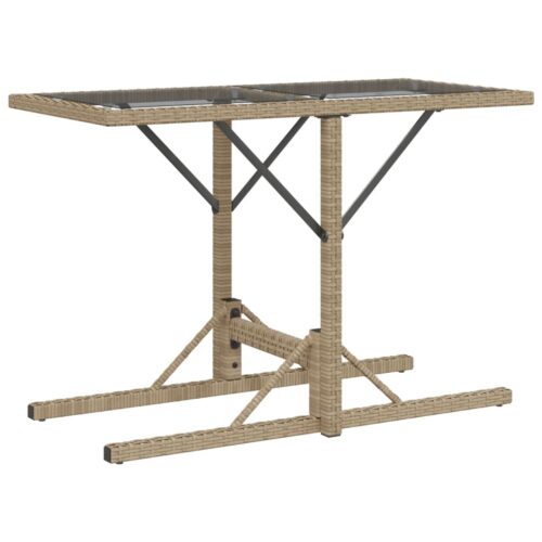 3-Piece Bistro Set with Cushions Mix Beige Poly Rattan Wicker Outdoor Patio Furniture - Image 7