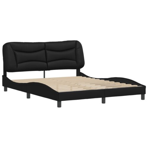 Bed Frame "Hvar" Black 152x203cm Queen Faux Leather - Image 2