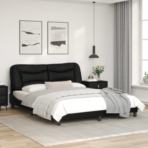 Bed Frame "Hvar" Black 152x203cm Queen Faux Leather - Image 3