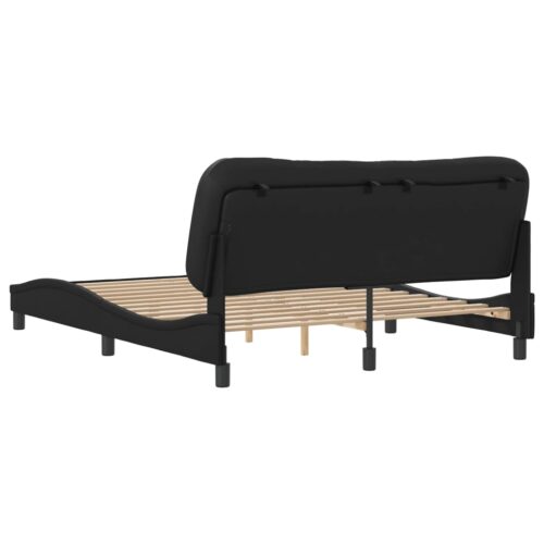 Bed Frame "Hvar" Black 152x203cm Queen Faux Leather - Image 6