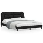 Bed Frame with LED "Hvar" Black 152x203cm Queen