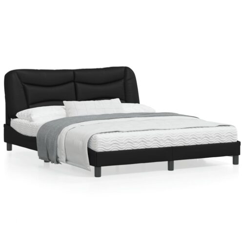 Bed Frame with LED "Hvar" Black 152x203cm Queen