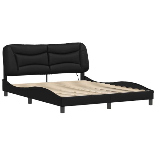 Bed Frame with LED "Hvar" Black 152x203cm Queen - Image 7
