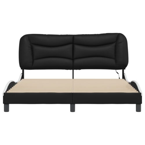 Bed Frame with LED "Hvar" Black and White 152x203cm Queen - Image 5