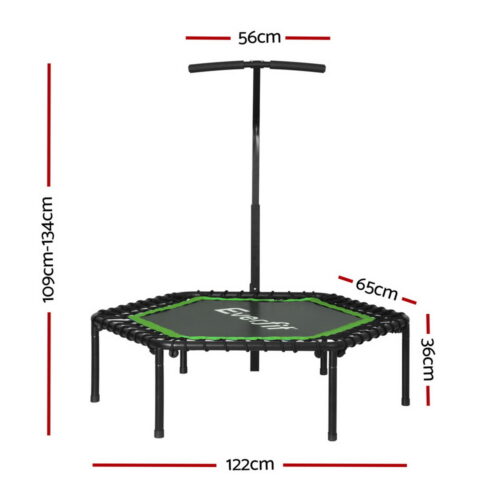Everfit 48inch Hexagon Fitness Trampoline Rebounder Adjustable Handrail Green - Image 2