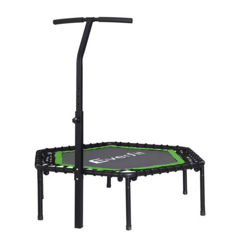Everfit 48inch Hexagon Fitness Trampoline Rebounder Adjustable Handrail Green - Image 3