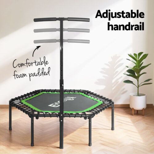 Everfit 48inch Hexagon Fitness Trampoline Rebounder Adjustable Handrail Green - Image 5