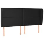 Ear Winged Headboard Black Faux Leather Bed Head Board Bedhead 163x23x118/128cm