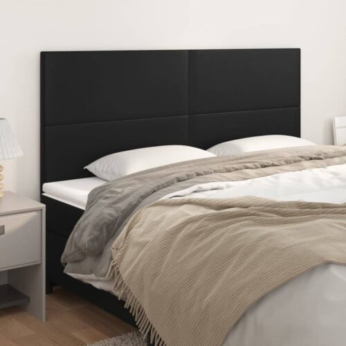 Queen Headboards Black Faux Leather 4-piece Bed Frame Head Board Bedhead 80x5x78/88cm - Image 2