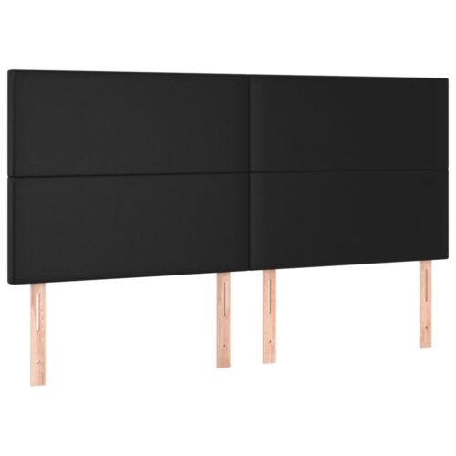LED Lights Headboard Bed Head Bedhead Board Faux Leather Black 160cm Queen Size - Image 4