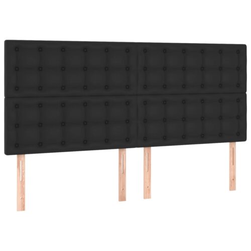 4pcs Headboards Black 100x5x78/88cm Faux Leather