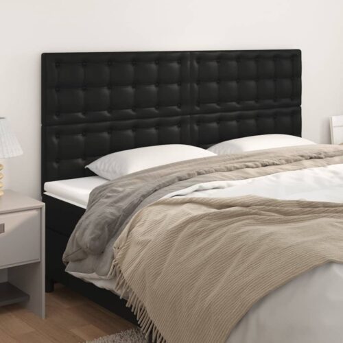 4pcs Headboards Black 100x5x78/88cm Faux Leather - Image 2