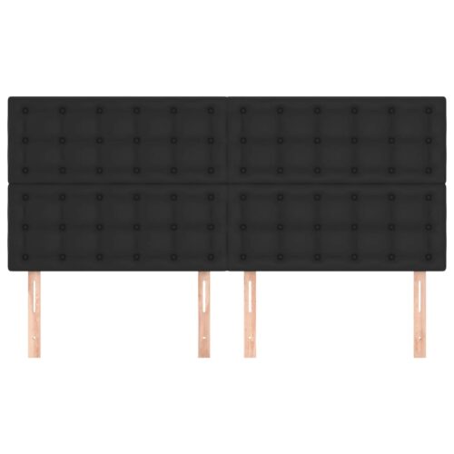 4pcs Headboards Black 100x5x78/88cm Faux Leather - Image 3