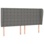 Headboard with Ears Dark Grey 163x23x118/128cm Fabric