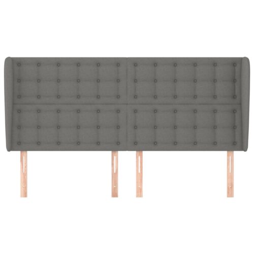 Headboard with Ears Dark Grey 163x23x118/128cm Fabric - Image 3