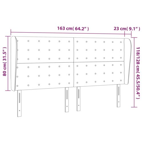 Headboard with Ears Dark Grey 163x23x118/128cm Fabric - Image 9