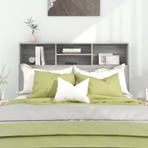 Headboard Cabinet Grey Sonoma 140cm - Image 3