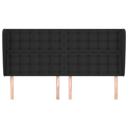 Headboard with Ears Black 203x23x118/128cm Faux Leather - Image 3