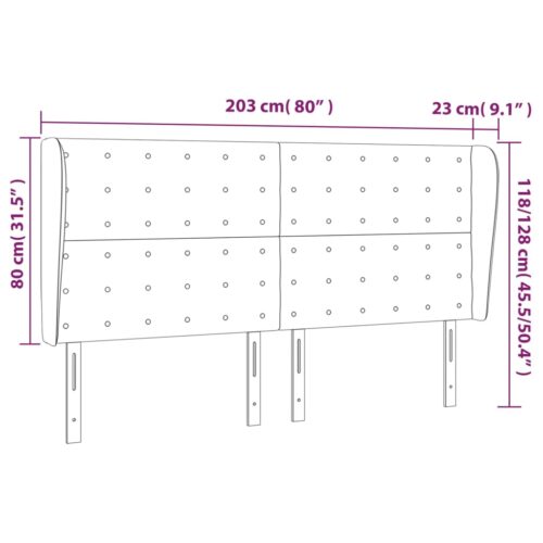 Headboard with Ears Black 203x23x118/128cm Faux Leather - Image 9