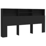 Headboard Cabinet Black 200cm