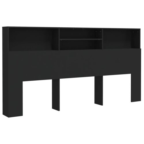 Headboard Cabinet Black 200cm