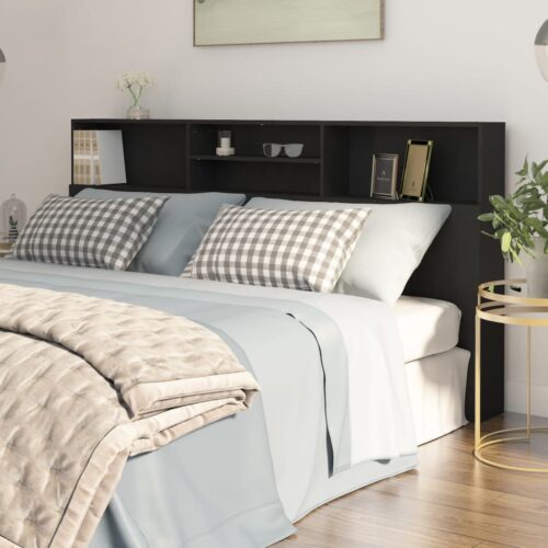 Headboard Cabinet Black 200cm - Image 2