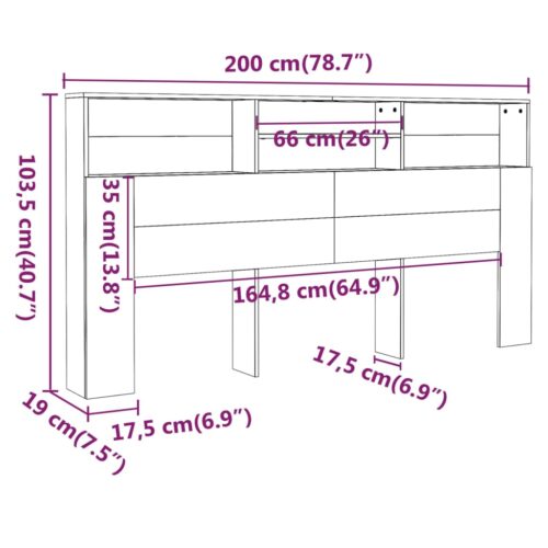 Headboard Cabinet Black 200cm - Image 6