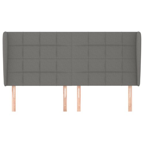 Headboard with Ears Dark Grey 163x23x118/128cm Fabric - Image 3