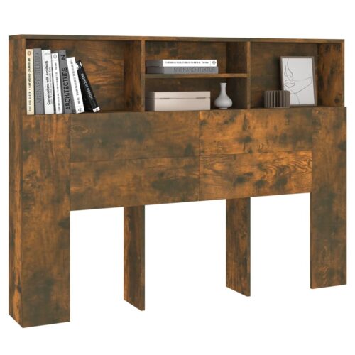 Headboard Cabinet Smoked Oak 140cm - Image 4