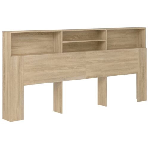 Headboard Cabinet Bed Frame Head Storage Shelf Board Bedhead Sonoma Oak 220x19x103.5cm